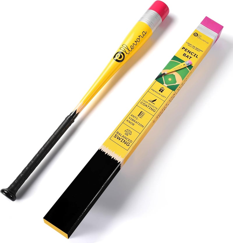 ELLEVORA Pencil Bat - Novelty Backyard Baseball Games Gift - Youth Metal Baseball Bat - 2 5/8" Aluminum Barrel with Balanced Weight and Durable Finish - Image 1